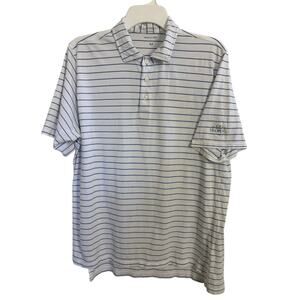 B Draddy US Open Blue White Striped Tennis Polo Size Medium Pima Cotton